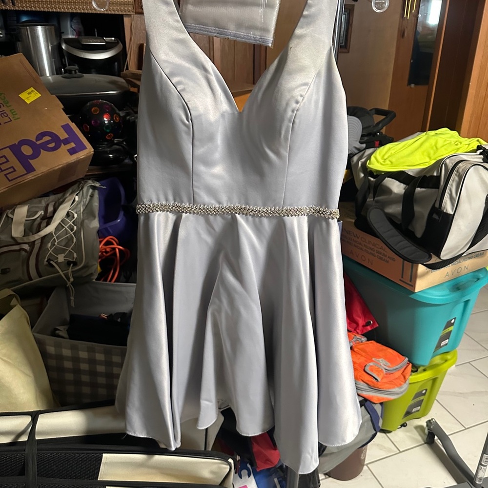 Elegant Silver Sleeveless Dress